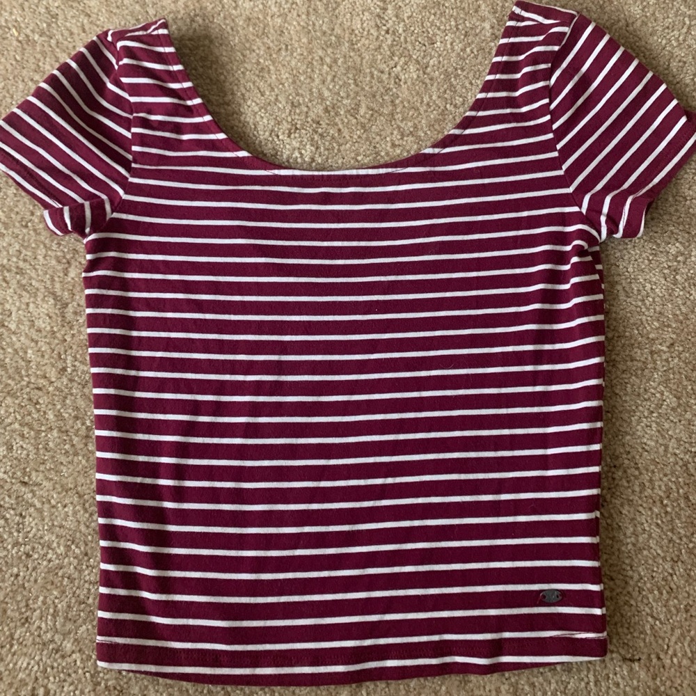 American Eagle Red and White Cropped Top